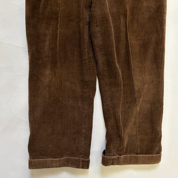 Vtg. Amherst and Brock Mens 33 S Brown Wide Wale Pleated Cuffed Corduroy Pants - Picture 3 of 12